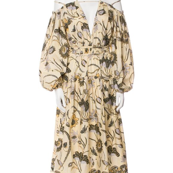 ULLA JOHNSON Tahlia Cold-Shoulder Midi Dress - Picture 4 of 4